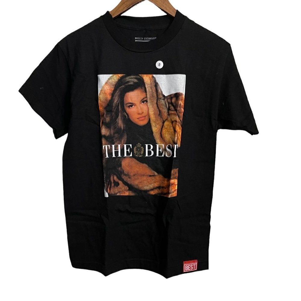 Breezy Excursion Mens NWOT Black Sexy Woman Graphic Short Sleeve Shirt Small